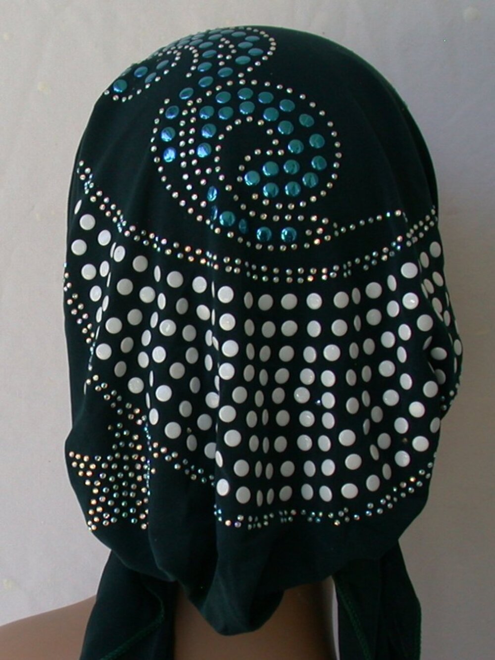 Dark Green Chemo Stud Fashion Cap Slip On Bonnet Hijab Undercap #1